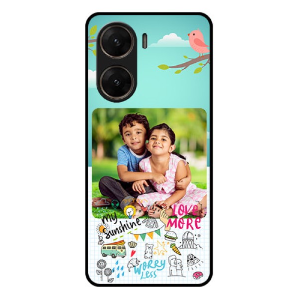 Vivo V29E 5G Custom Glass Phone Case - Doodle Love Design
