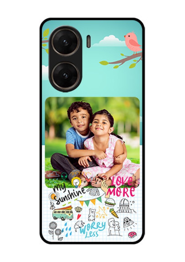 Vivo V29E 5G Custom Glass Phone Case - Doodle Love Design