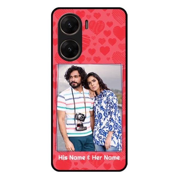Vivo V29E 5G Custom Glass Phone Case - With Red Heart Symbols Design Vivo V29E 5G Custom Glass Phone Case - With Red Heart Symbols Design