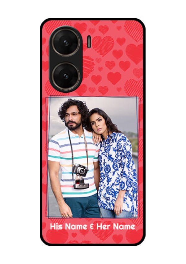 Vivo V29E 5G Custom Glass Phone Case - With Red Heart Symbols Design