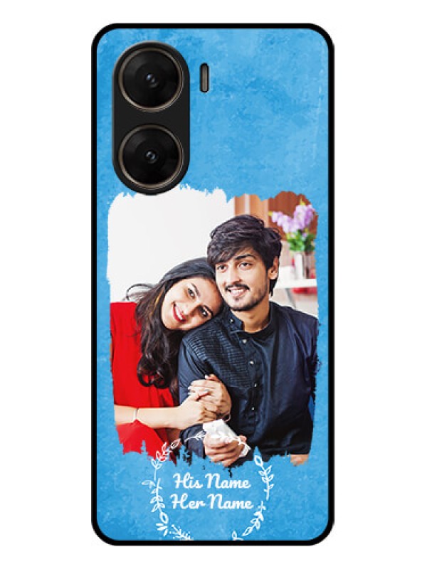 Custom Vivo V29E 5G Custom Glass Phone Case - Blue Color Vintage Design