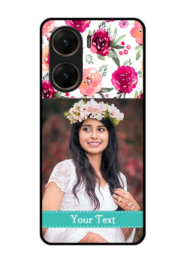 Vivo V29E 5G Custom Glass Phone Case - Water Colors Floral Design
