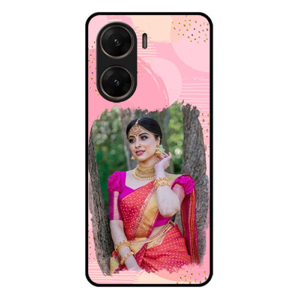 Vivo V29E 5G Custom Glass Phone Case - Gold Glitter Splash Design