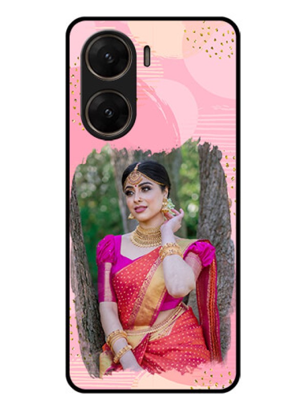 Custom Vivo V29E 5G Custom Glass Phone Case - Gold Glitter Splash Design