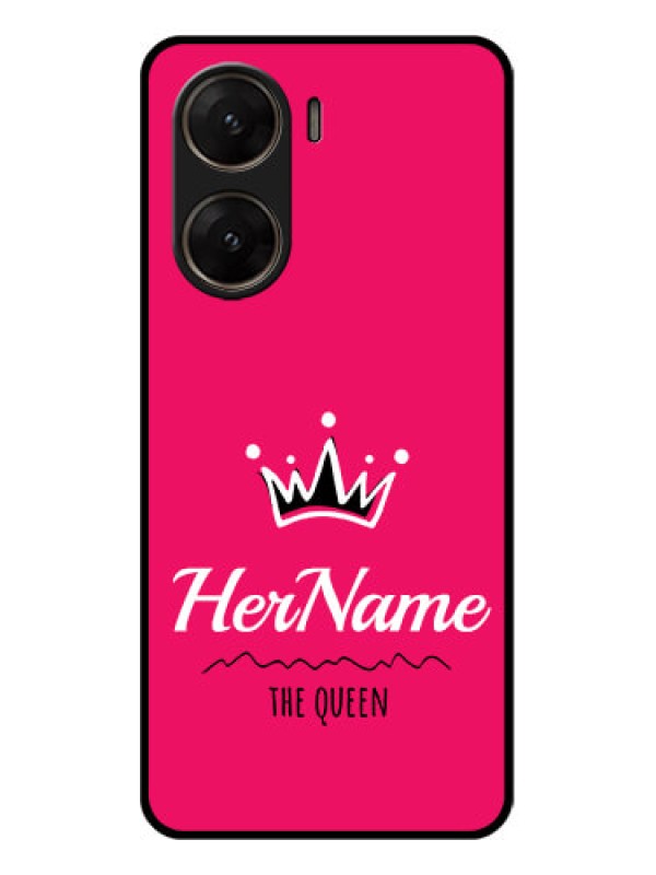Custom Vivo V29E 5G Custom Glass Phone Case - Queen With Name Design