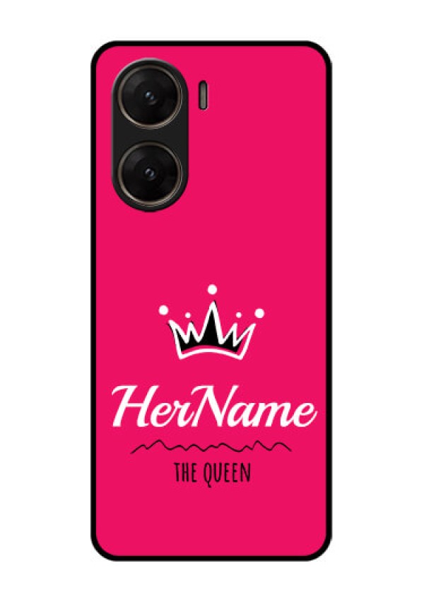 Vivo V29E 5G Custom Glass Phone Case - Queen With Name Design