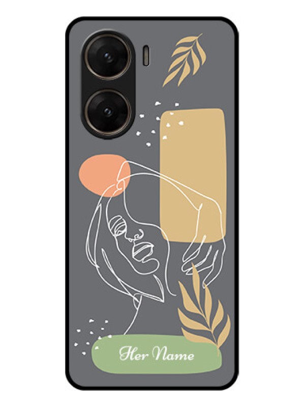 Custom Vivo V29E 5G Custom Glass Phone Case - Gazing Woman Line Art Design