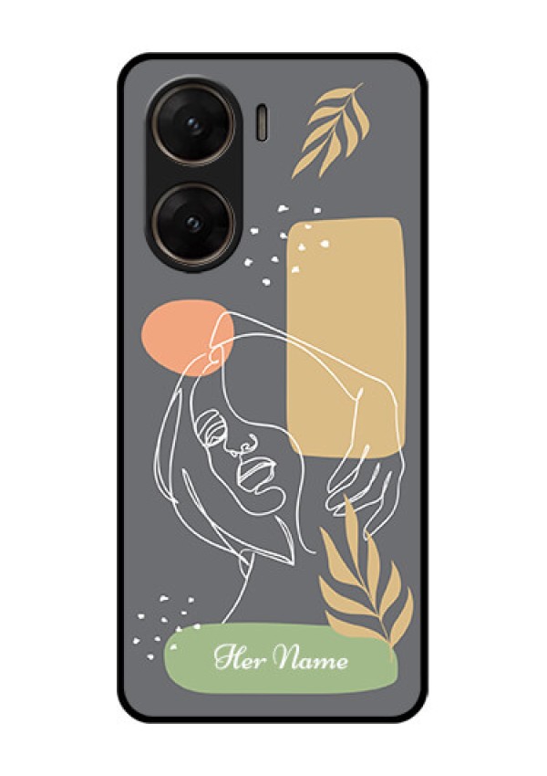 Vivo V29E 5G Custom Glass Phone Case - Gazing Woman Line Art Design