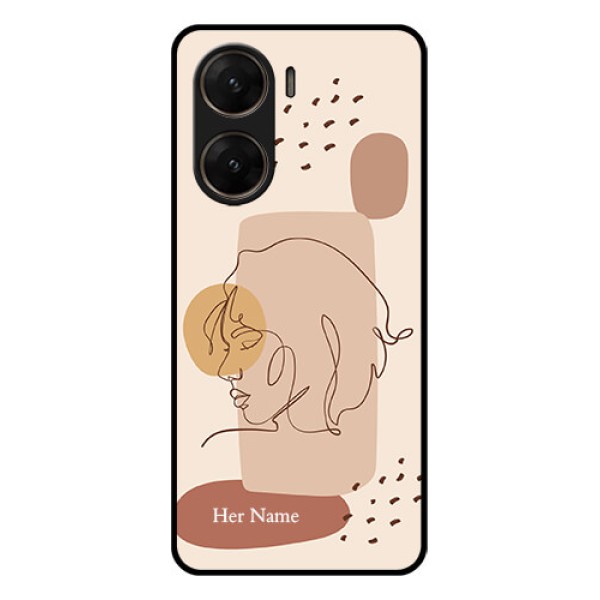 Vivo V29E 5G Custom Glass Phone Case - Calm Woman Line Art Design