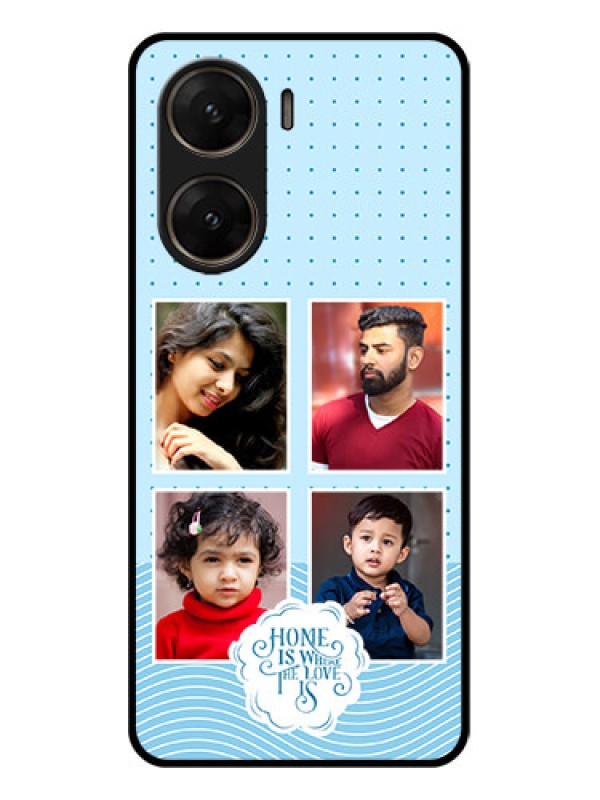 Custom Vivo V29E 5G Custom Glass Phone Case - Cute Love Quote With 4 Pic Upload Design