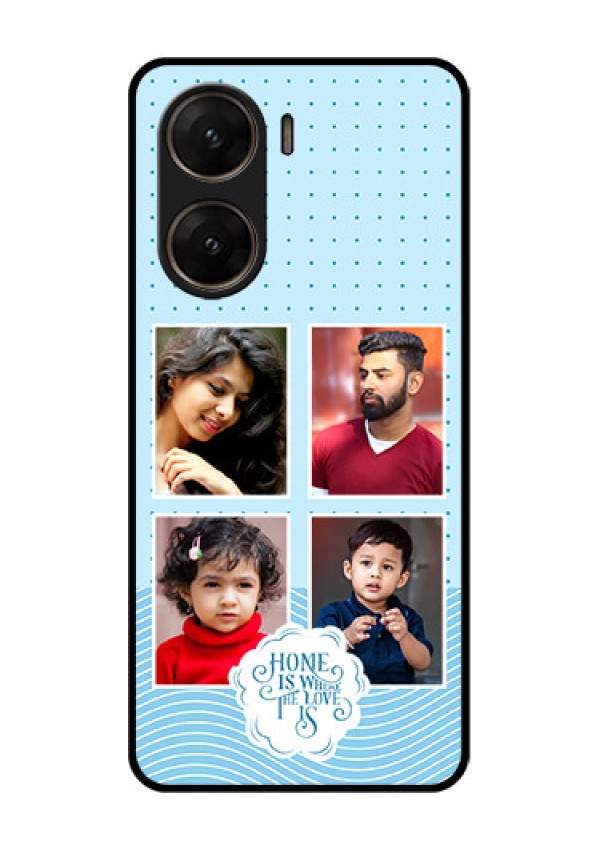 Vivo V29E 5G Custom Glass Phone Case - Cute Love Quote With 4 Pic Upload Design
