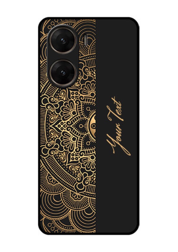 Vivo V29E 5G Custom Glass Phone Case - Mandala Art With Custom Text Design