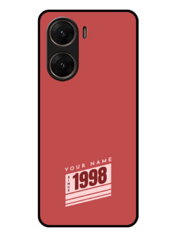 Custom Vivo V29E 5G Custom Glass Phone Case - Red Custom Year Of Birth Design