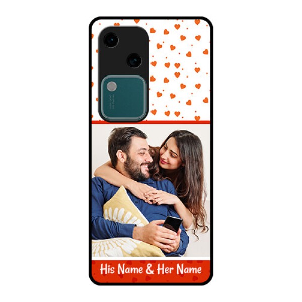 Vivo V30 5G Custom Glass Phone Case - Orange Love Symbol Design