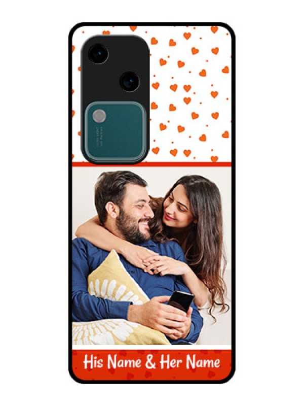 Custom Vivo V30 5G Custom Glass Phone Case - Orange Love Symbol Design