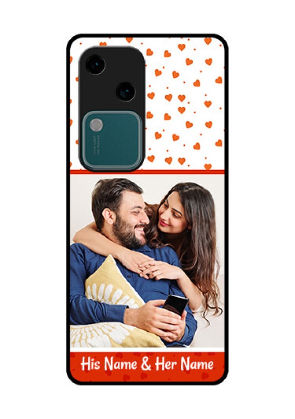 Vivo V30 5G Custom Glass Phone Case - Orange Love Symbol Design