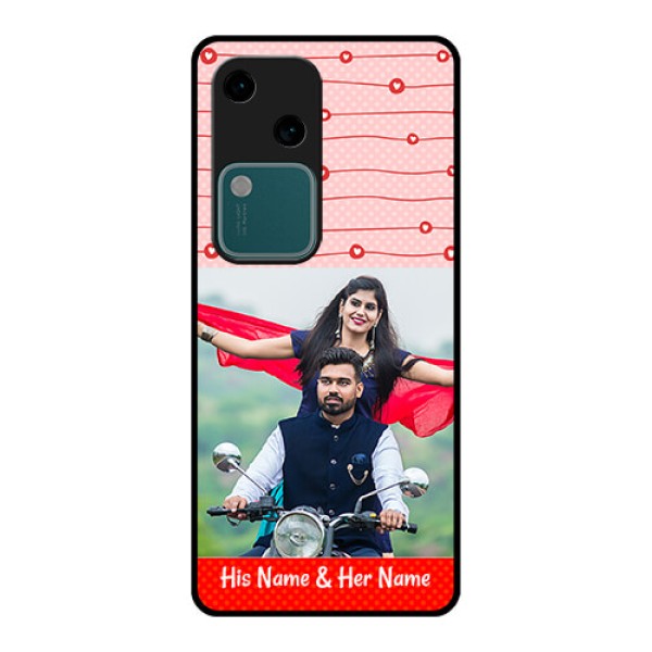 Vivo V30 5G Custom Glass Phone Case - Red Pattern Case Design
