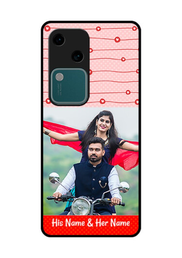 Vivo V30 5G Custom Glass Phone Case - Red Pattern Case Design