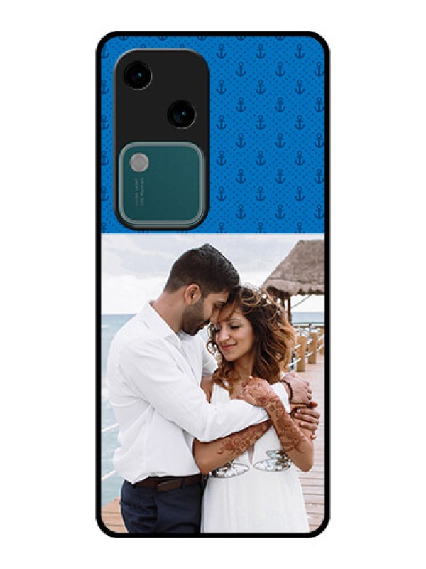 Custom Vivo V30 5G Custom Glass Phone Case - Blue Anchors Design