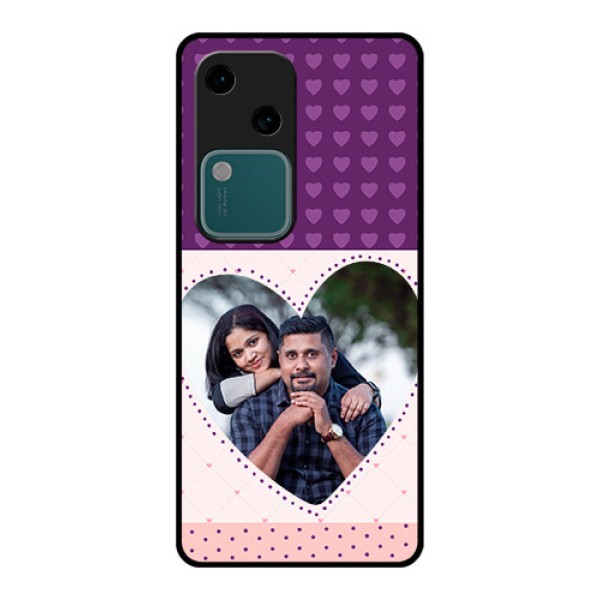 Vivo V30 5G Custom Glass Phone Case - Violet Love Dots Design Vivo V30 5G Custom Glass Phone Case - Violet Love Dots Design