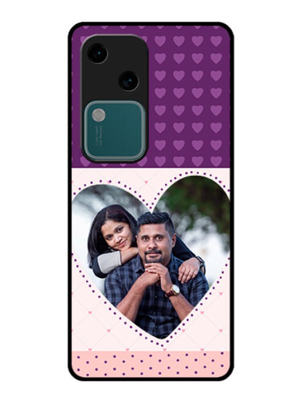 Custom Vivo V30 5G Custom Glass Phone Case - Violet Love Dots Design