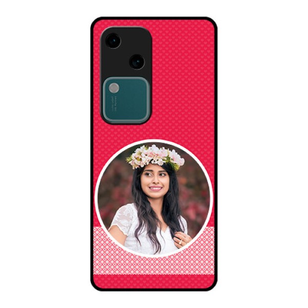 Vivo V30 5G Custom Glass Phone Case - Pink Color Pattern Design