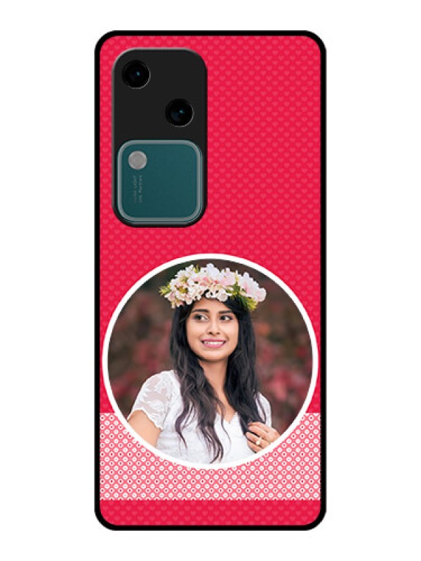 Custom Vivo V30 5G Custom Glass Phone Case - Pink Color Pattern Design