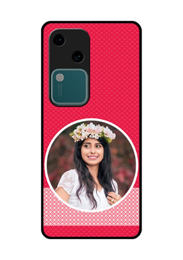 Vivo V30 5G Custom Glass Phone Case - Pink Color Pattern Design