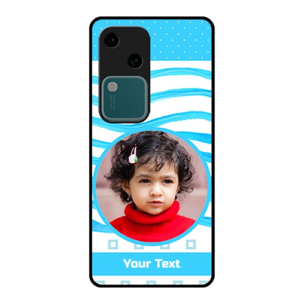 Vivo V30 5G Custom Glass Phone Case - Simple Blue Case Design