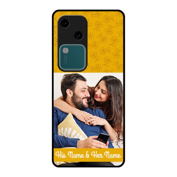 Vivo V30 5G Custom Glass Phone Case - Yellow Floral Design