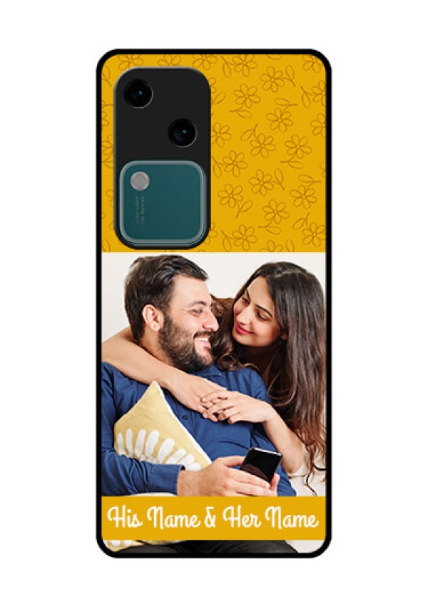 Vivo V30 5G Custom Glass Phone Case - Yellow Floral Design