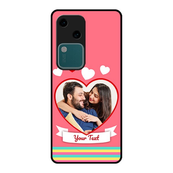 Vivo V30 5G Custom Glass Phone Case - Love Shapes Doodle Design