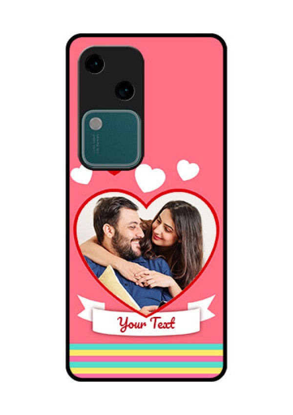 Vivo V30 5G Custom Glass Phone Case - Love Shapes Doodle Design