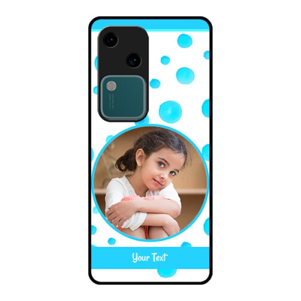 Vivo V30 5G Custom Glass Phone Case - Blue Bubbles Pattern Design