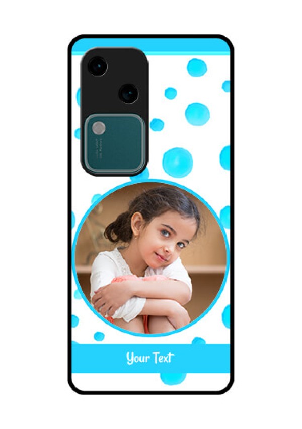 Vivo V30 5G Custom Glass Phone Case - Blue Bubbles Pattern Design