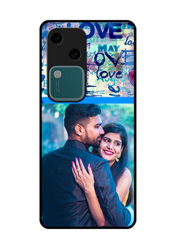 Vivo V30 5G Custom Glass Phone Case - Colorful Love Design