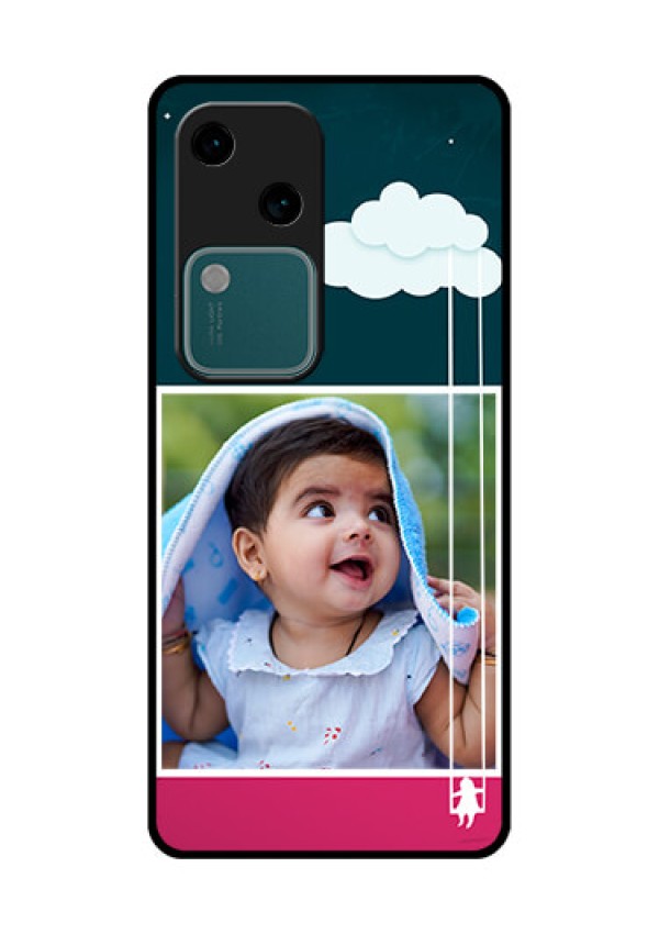 Vivo V30 5G Custom Glass Phone Case - Cute Girl With Cloud Design