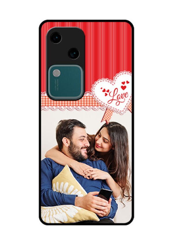 Vivo V30 5G Custom Glass Phone Case - Red Love Pattern Design