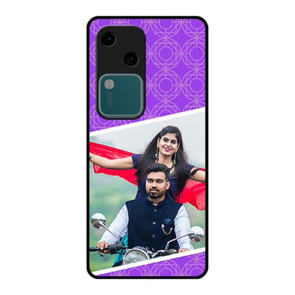 Vivo V30 5G Custom Glass Phone Case - Violet Color Pattern Design