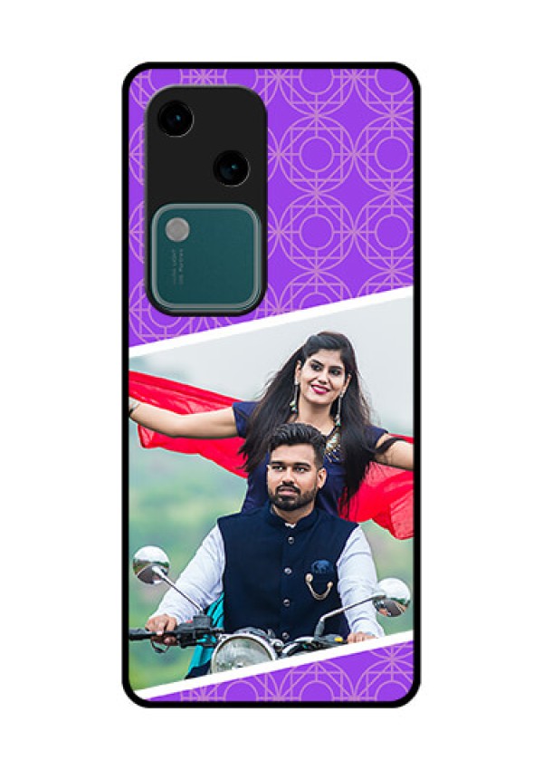 Vivo V30 5G Custom Glass Phone Case - Violet Color Pattern Design