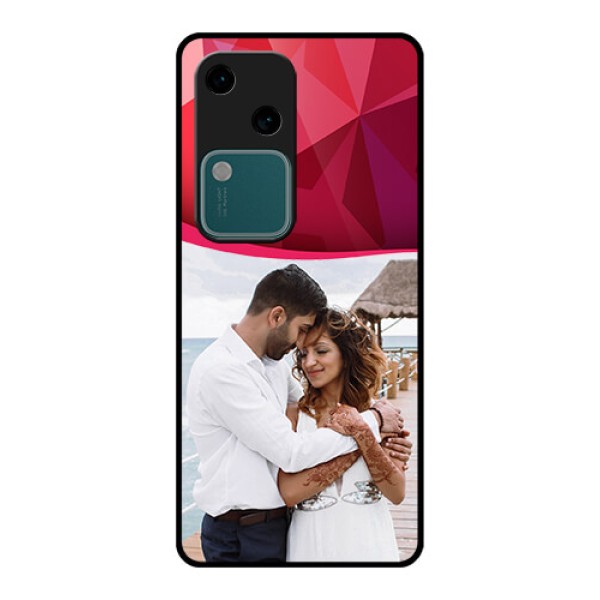 Vivo V30 5G Custom Glass Phone Case - Red Abstract Design