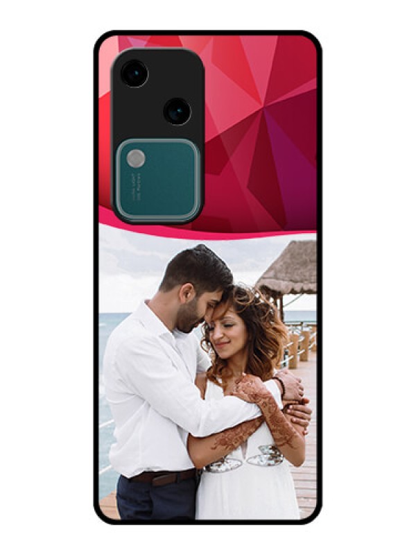 Custom Vivo V30 5G Custom Glass Phone Case - Red Abstract Design