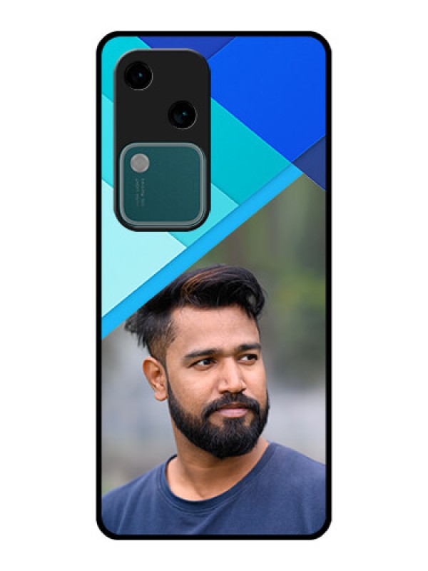Custom Vivo V30 5G Custom Glass Phone Case - Blue Pattern Design