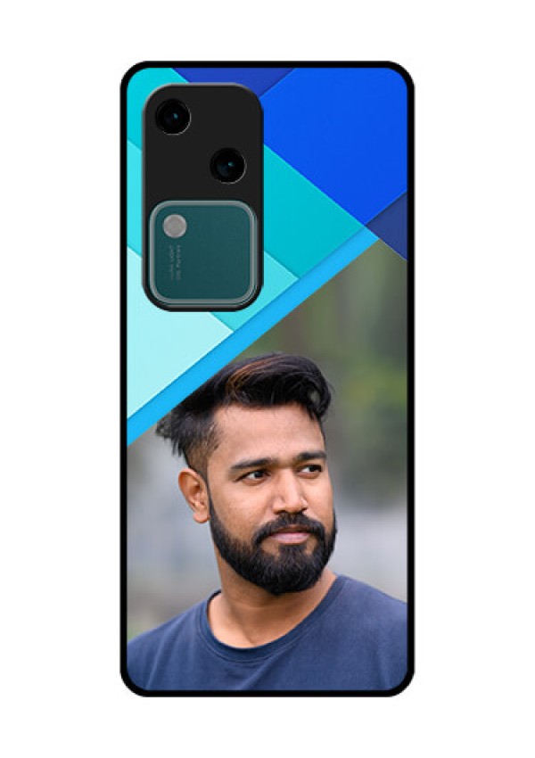 Vivo V30 5G Custom Glass Phone Case - Blue Pattern Design