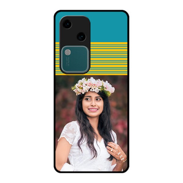 Vivo V30 5G Custom Glass Phone Case - Yellow & Blue Design