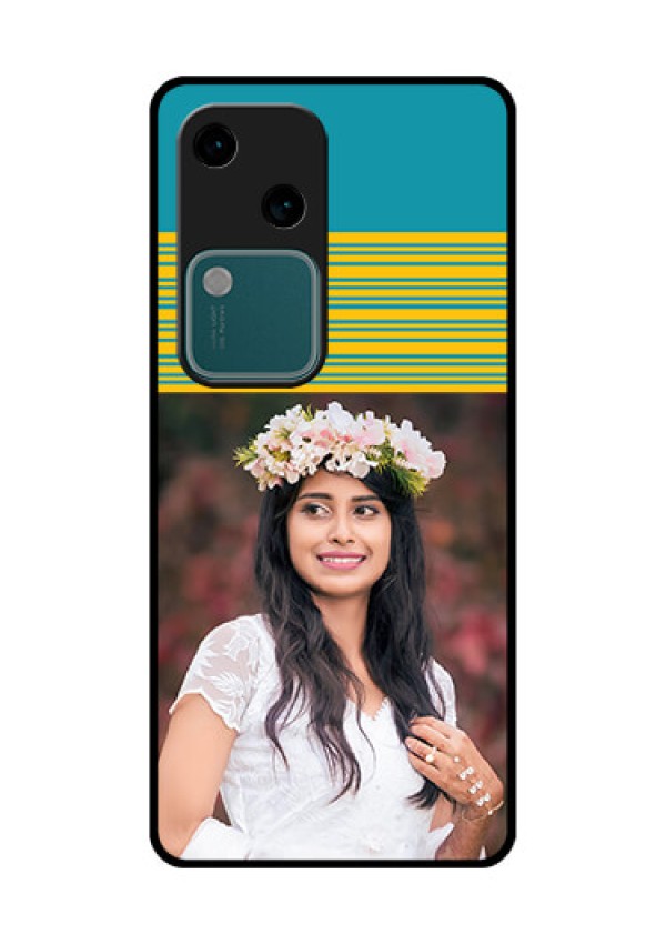 Vivo V30 5G Custom Glass Phone Case - Yellow & Blue Design