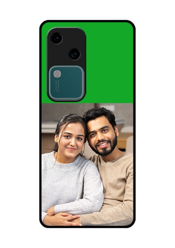 Vivo V30 5G Custom Glass Phone Case - Green Pattern Design