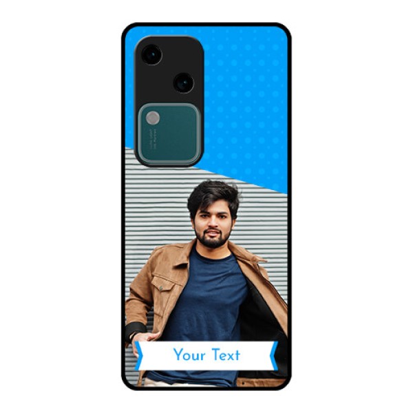 Vivo V30 5G Custom Glass Phone Case - Simple Blue Color Design Vivo V30 5G Custom Glass Phone Case - Simple Blue Color Design