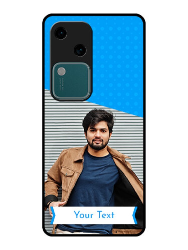 Custom Vivo V30 5G Custom Glass Phone Case - Simple Blue Color Design