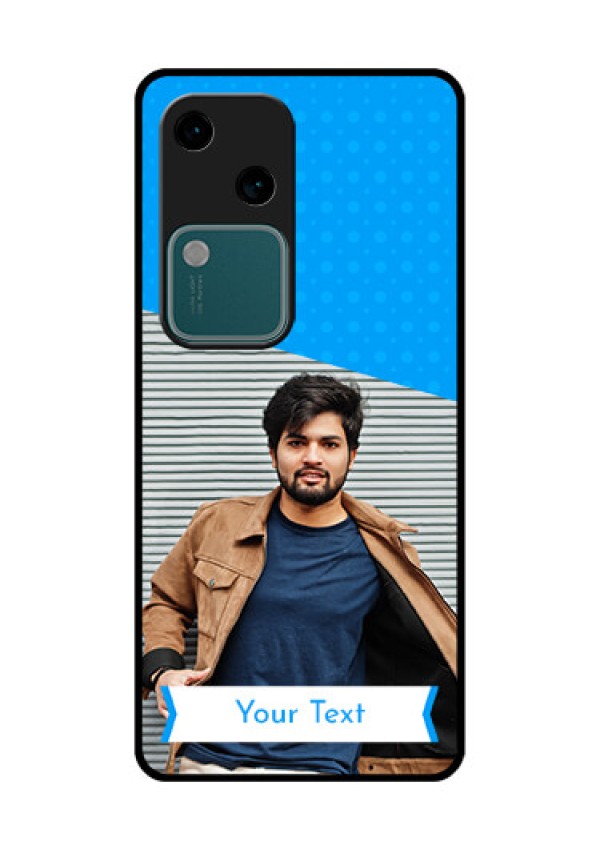 Vivo V30 5G Custom Glass Phone Case - Simple Blue Color Design